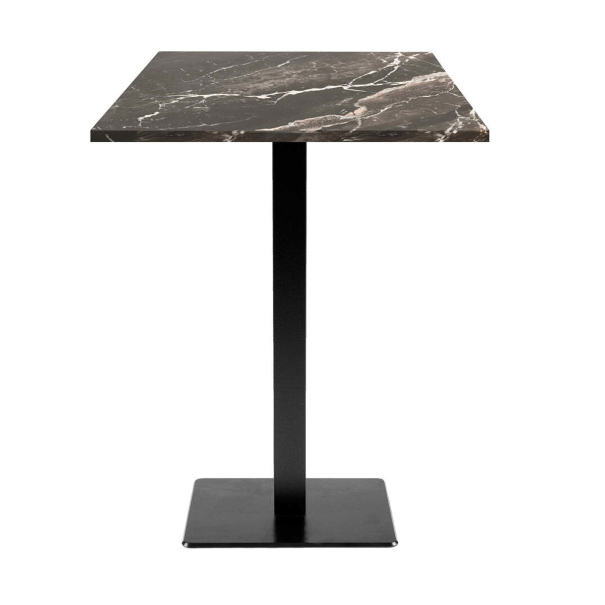 RestooTab Stehtisch Milan quadratisch - Dekor Stein & Holz 60x60x113 cm (LxBxH); Platte schwarz, Gestell schwarz; quadratisch