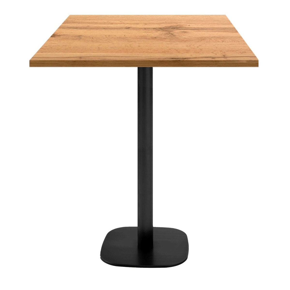 RestooTab Stehtisch Round quadratisch - Dekor Stein & Holz 70x70x113 cm (LxBxH); Platte eiche, Gestell schwarz; quadratisch