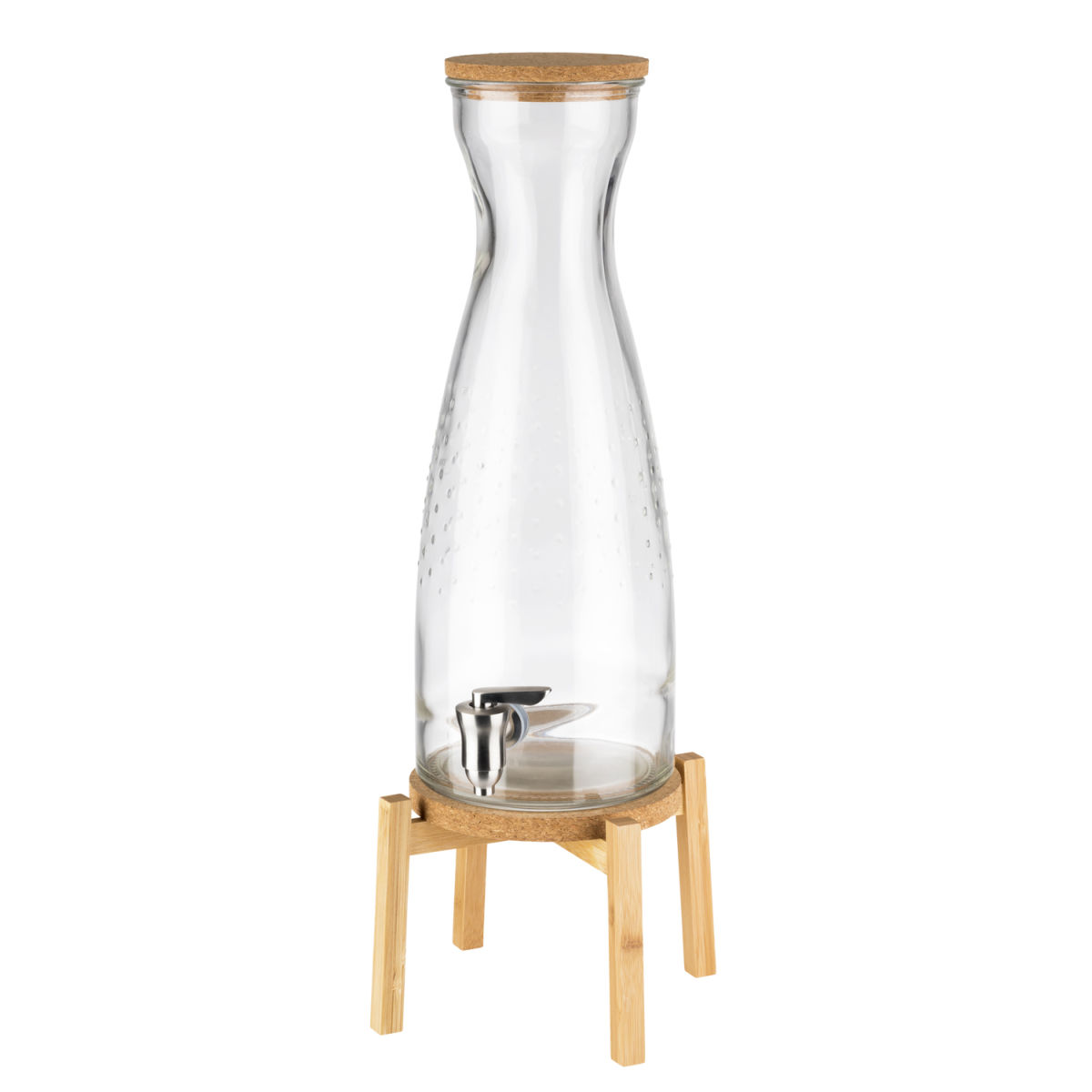 APS Getränkespender FRESH WOOD, Glas/Bambus/Kork 4.5 l, 23x23x23x56.5 cm (LxBxØxH); transparent