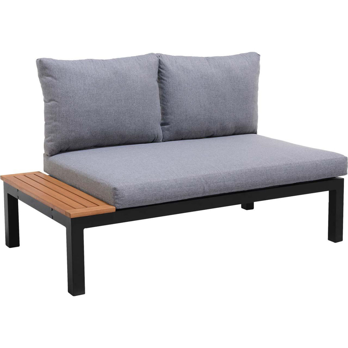 ScanCom Gartensofa 2-Sitzer 'Barcelona' mit Ablage, schwarz; 138.2x76.6x73 cm (BxTxH); Sitz braun, Gestell schwarz