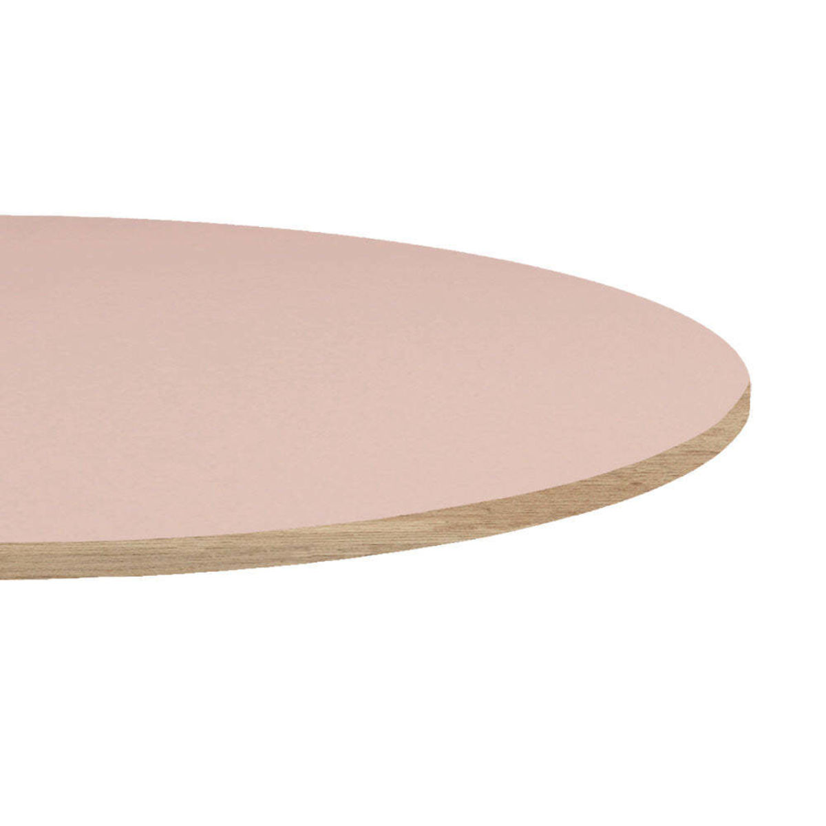 Piano tavolo rotondo, bordi effetto legno RestooTab; 70x70 cm (LxL); rosa antico; rotonda