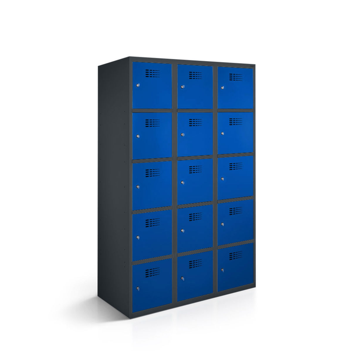 rotstahl Fächerschrank 15 Fächer mit anthrazitgrauem Korpus 120x50x180 cm (BxTxH); dunkelblau