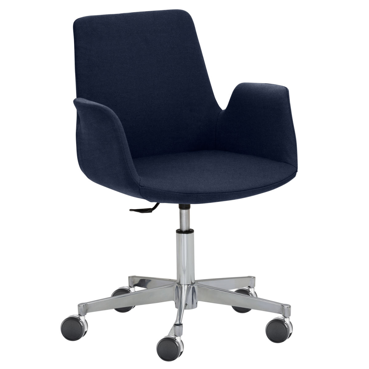Mayer Sitzmöbel Sessel 2010, Polyester-Stoff, mit Armlehnen, drehbar 65x65x82 cm (BxTxH); Sitz dunkelblau, Gestell silber