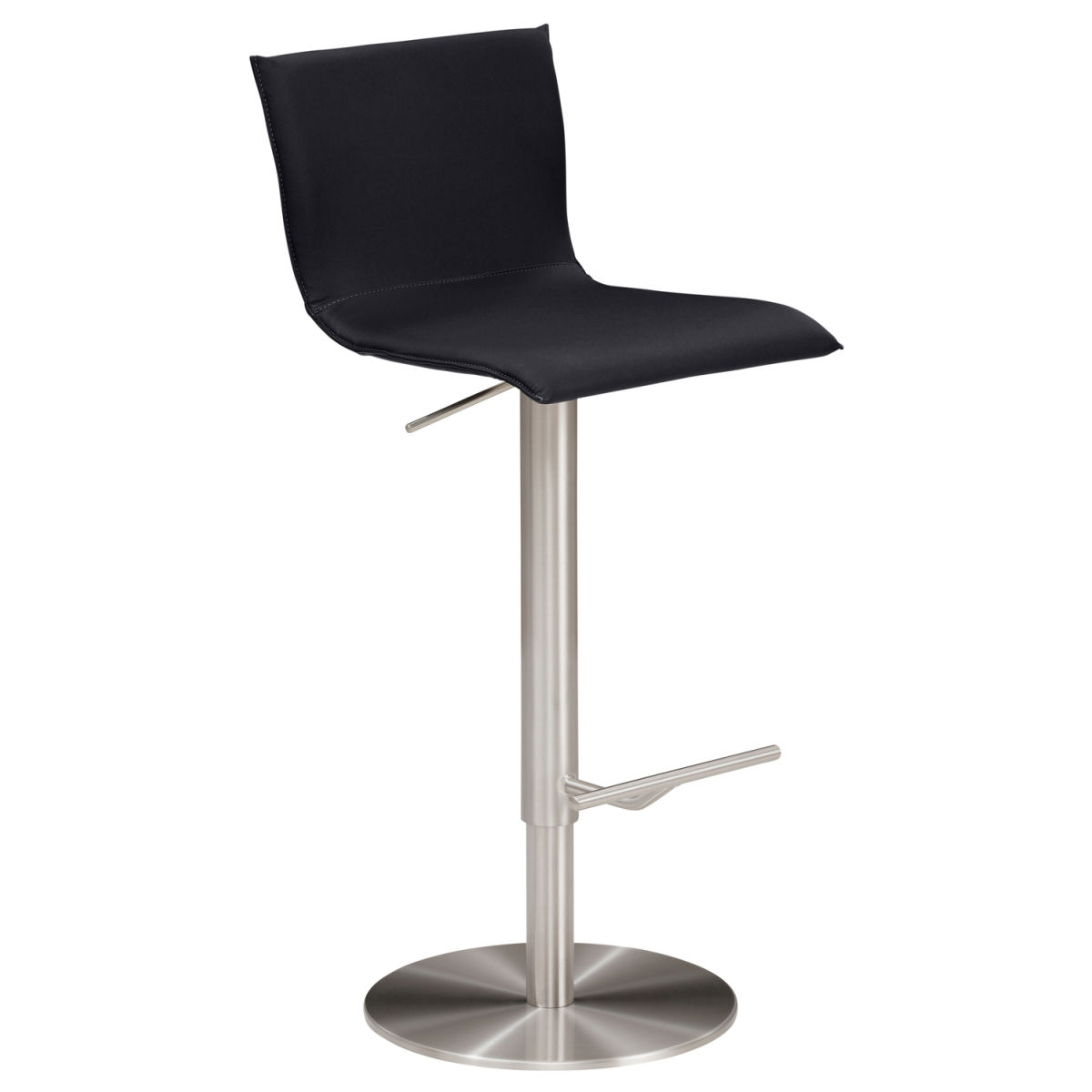 Mayer Sitzmöbel Bar- und Tresenhocker, Leder 39.5x43x81 cm (BxTxH); Sitz schwarz, Gestell edelstahl