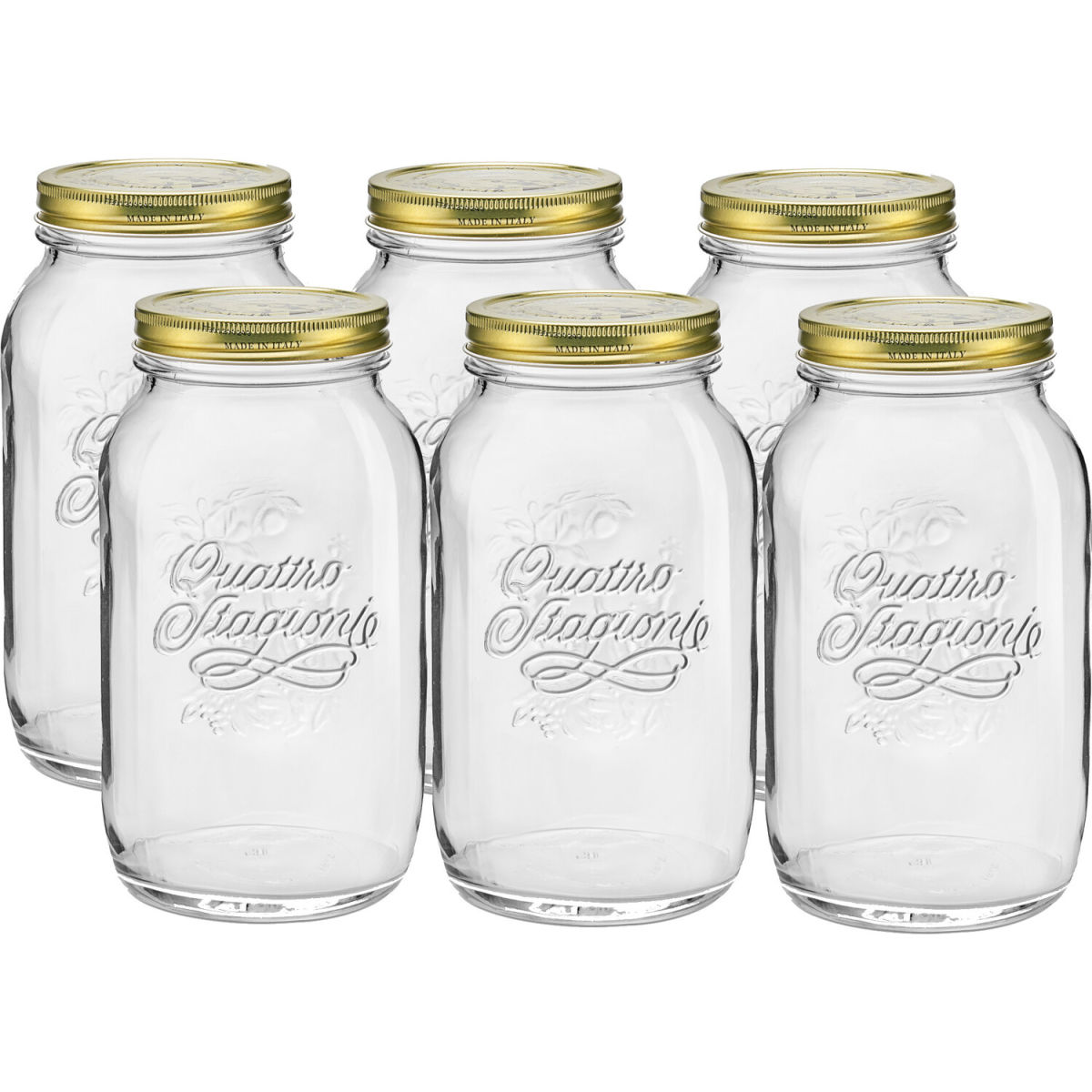 Bormioli Rocco Vorratsglas Quattro Stagioni, Schraubverschluss, Glas 1 l, 18.5 cm (H); transparent; 12 Stück / Pack