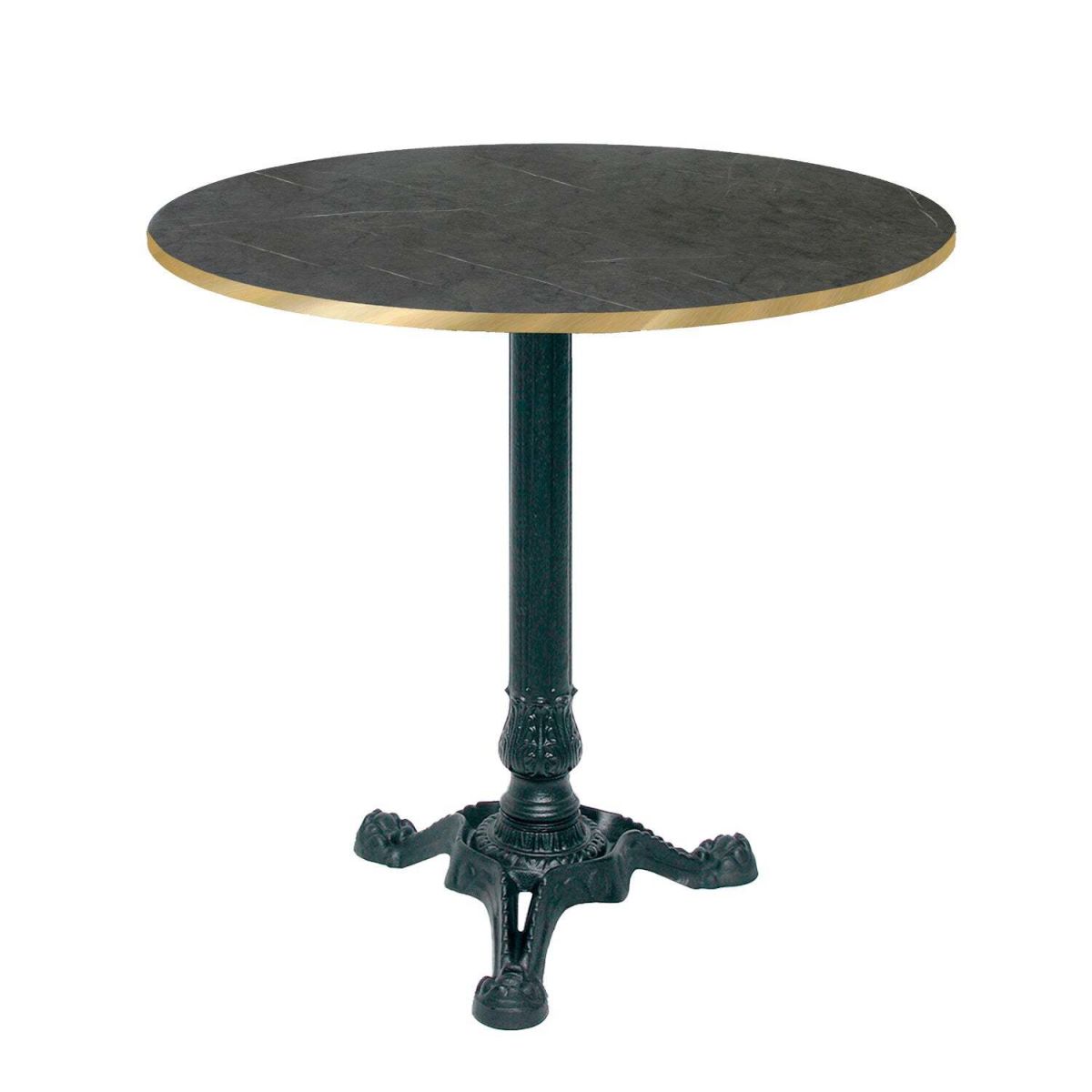 RestooTab Tisch Bistrot rund - Kanten messingfarben 70x70x75x70 cm (LxBxHxØ); schwarz/dunkelgrau/messing; Gestell schwarz; rund