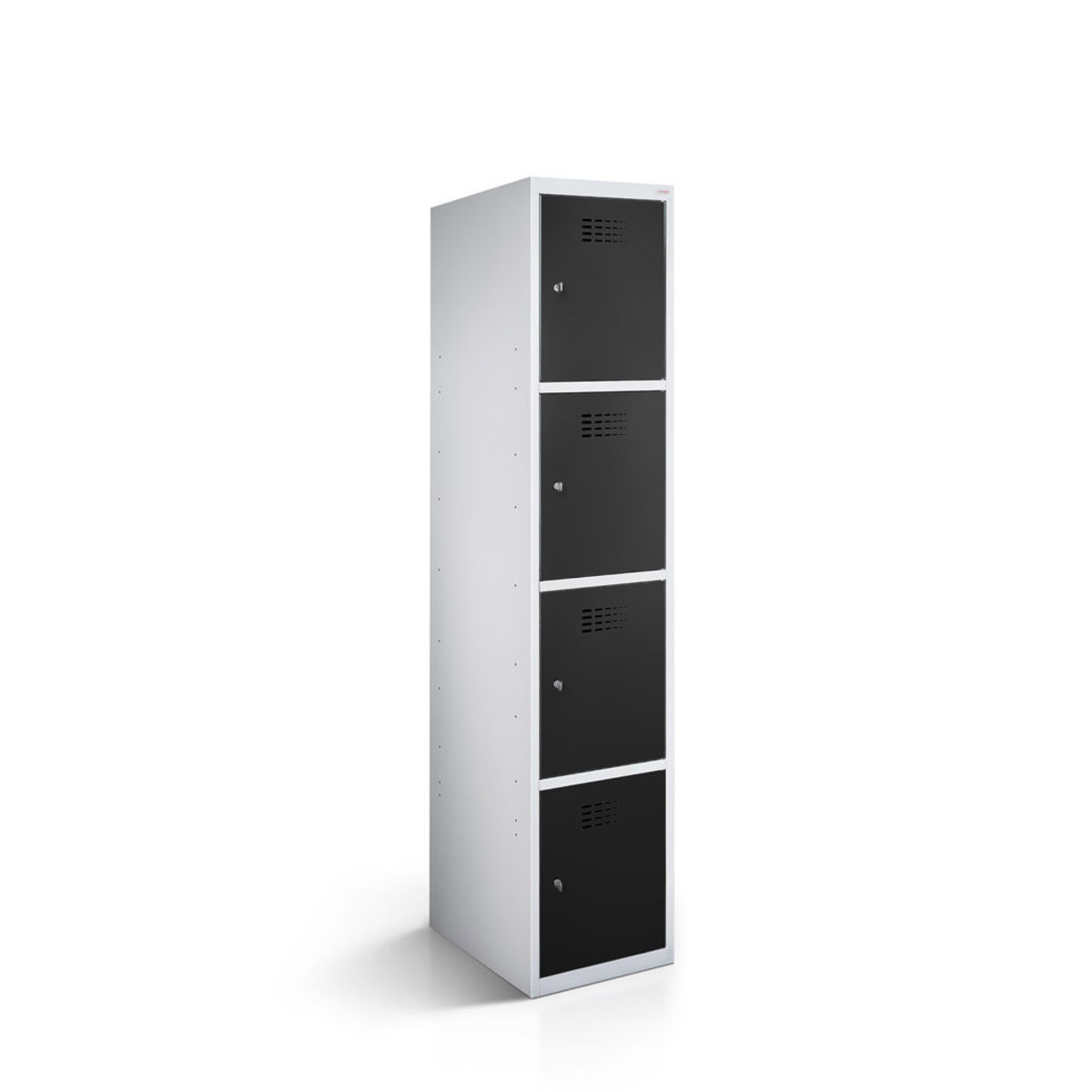 rotstahl Fächerschrank 4 Fächer mit lichtgrauem Korpus 30x50x180 cm (BxTxH); schwarz