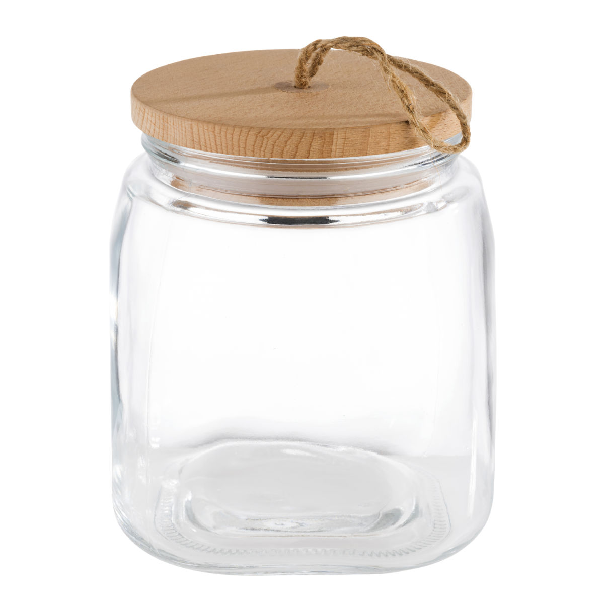 APS Vorratsglas WOODY, mit Holzdeckel; 2000 ml, 14x14x17 cm (LxBxH); transparent; quadratisch