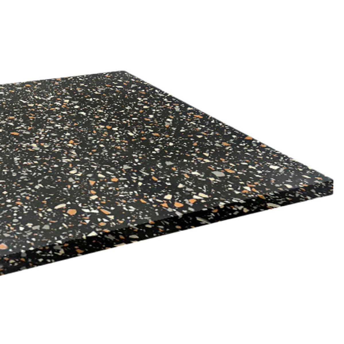 Piano tavolo quadrato, decoro Terrazzo RestooTab; 60x60 cm (LxL); nero/terazzo; quadrata