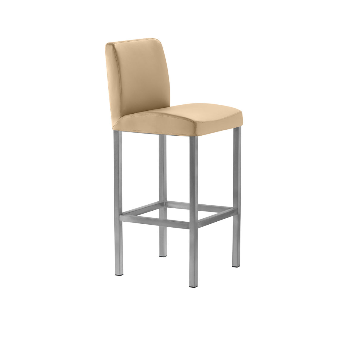 Mayer Sitzmöbel Barhocker Barstuhl, Vierfuß, Mikrofaser in Lederoptik, bis 150 kg 40x45x94 cm (BxTxH); Sitz beige, Gestell silber