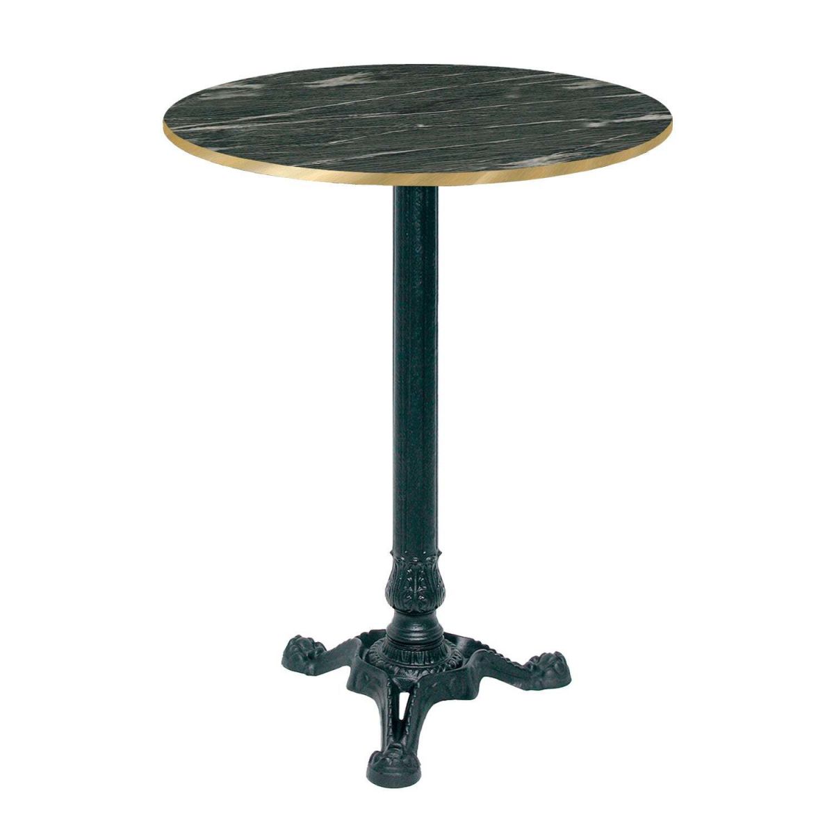 RestooTab Stehtisch Bistrot rund - Kanten messingfarben 60x60x113x60 cm (LxBxHxØ); dunkelgrau/marmoriert/messing; Gestell schwarz; rund