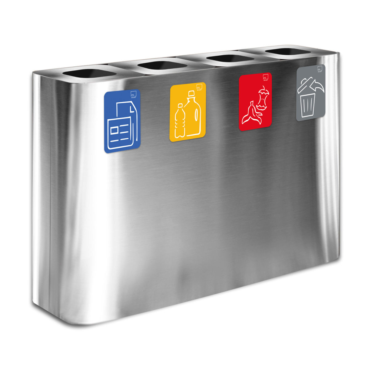 STIL CASA Stil Casa PURE Abfallsammelsystem, Edelstahl, Aluminium-Verbundabdeckung, satiniert. 200 l, 120.3x31x80.5 cm (LxBxH); silber; rechteckig