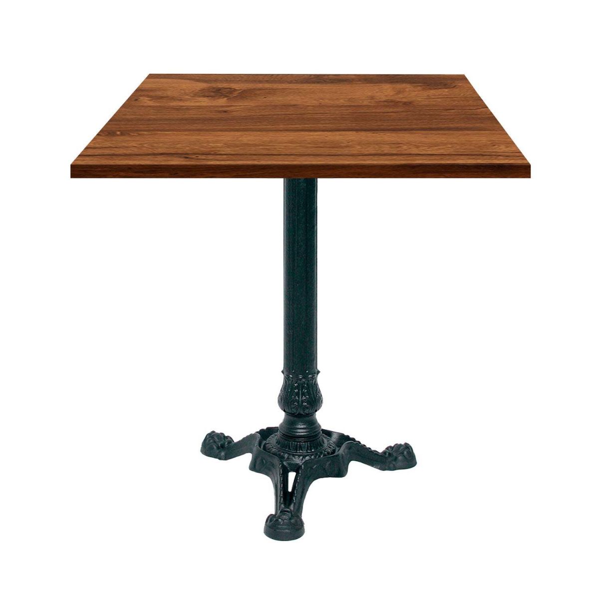 RestooTab Tisch Bistrot quadratisch - Dekor Stein & Holz 70x70x75 cm (LxBxH); eiche wenge; Gestell schwarz; quadratisch