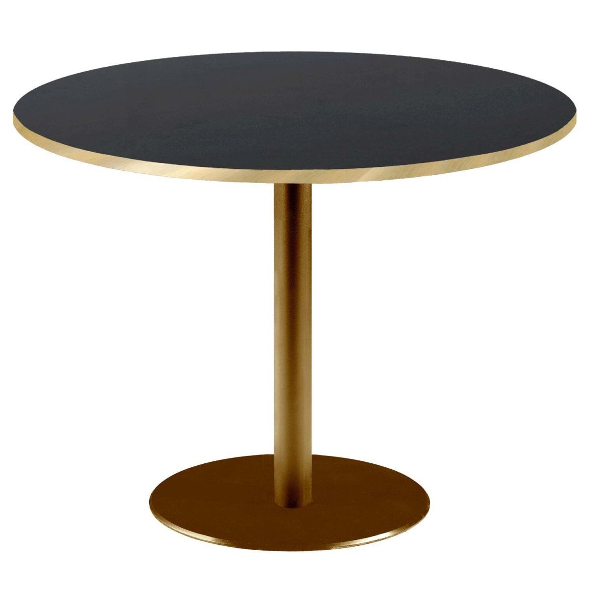 RestooTab Tisch Rome XL rund Gestell goldmetallic - Kanten messingfarben 75x120 cm (HxØ); Platte schwarz/messing, Gestell messing; rund