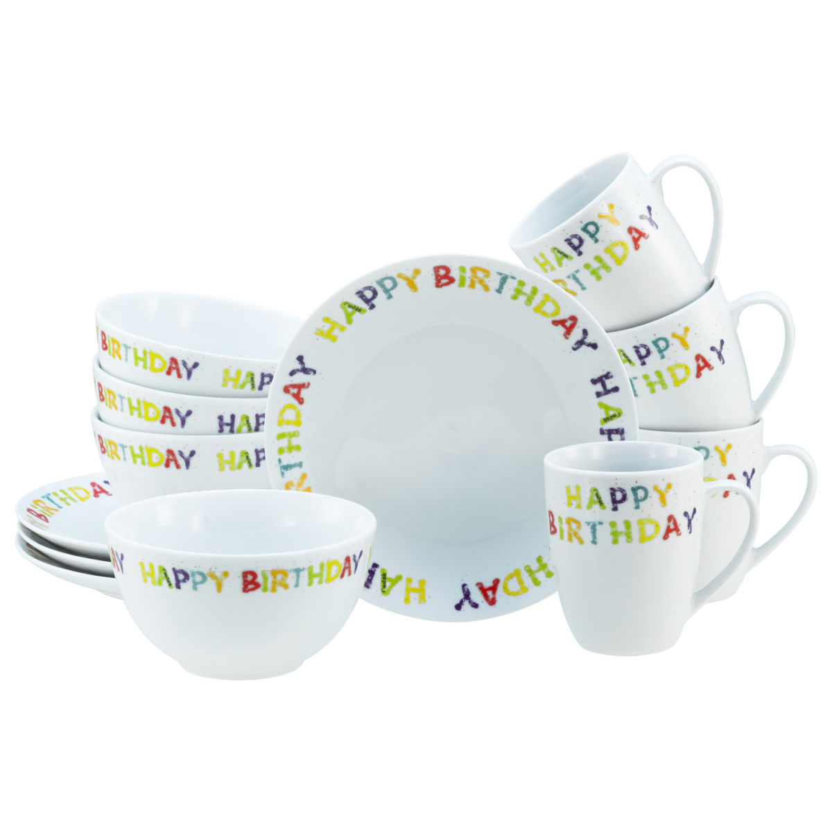 CreaTable Happy Birthday - Frühstücksset 12-tlg weiß