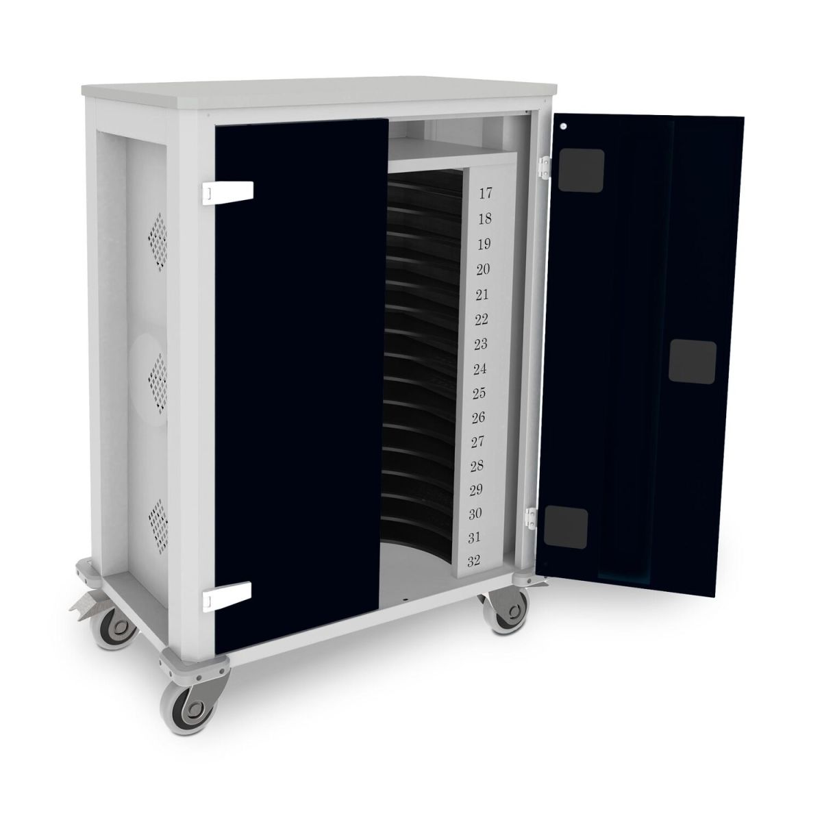 rotstahl Tabletwagen Power für 32 Tablets mit lichtgrauem Korpus 73x44x105 cm (BxTxH); schwarz
