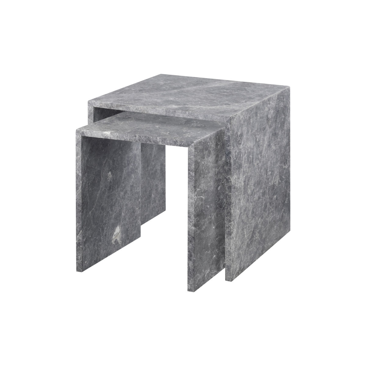 blomus Set 2 Beistelltische -VARU- aus Marmor 45x45x45 cm (LxBxH); grau/weiß; rechteckig