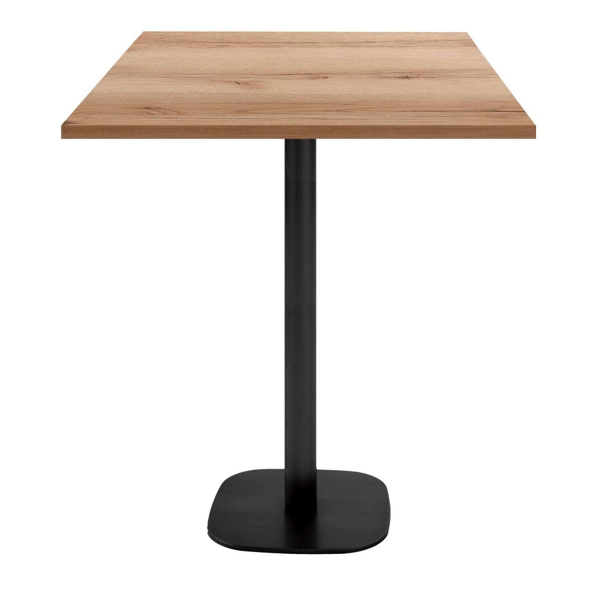 RestooTab Stehtisch Round quadratisch - Dekor Stein & Holz 70x70x113 cm (LxBxH); Platte eiche/natur, Gestell schwarz; quadratisch