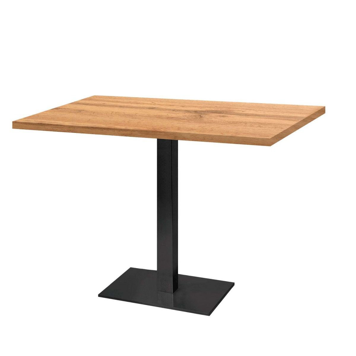 RestooTab Tisch Milan rechteckig - Dekor Stein & Holz 120x70x75 cm (LxBxH); Platte eiche, Gestell schwarz; rechteckig