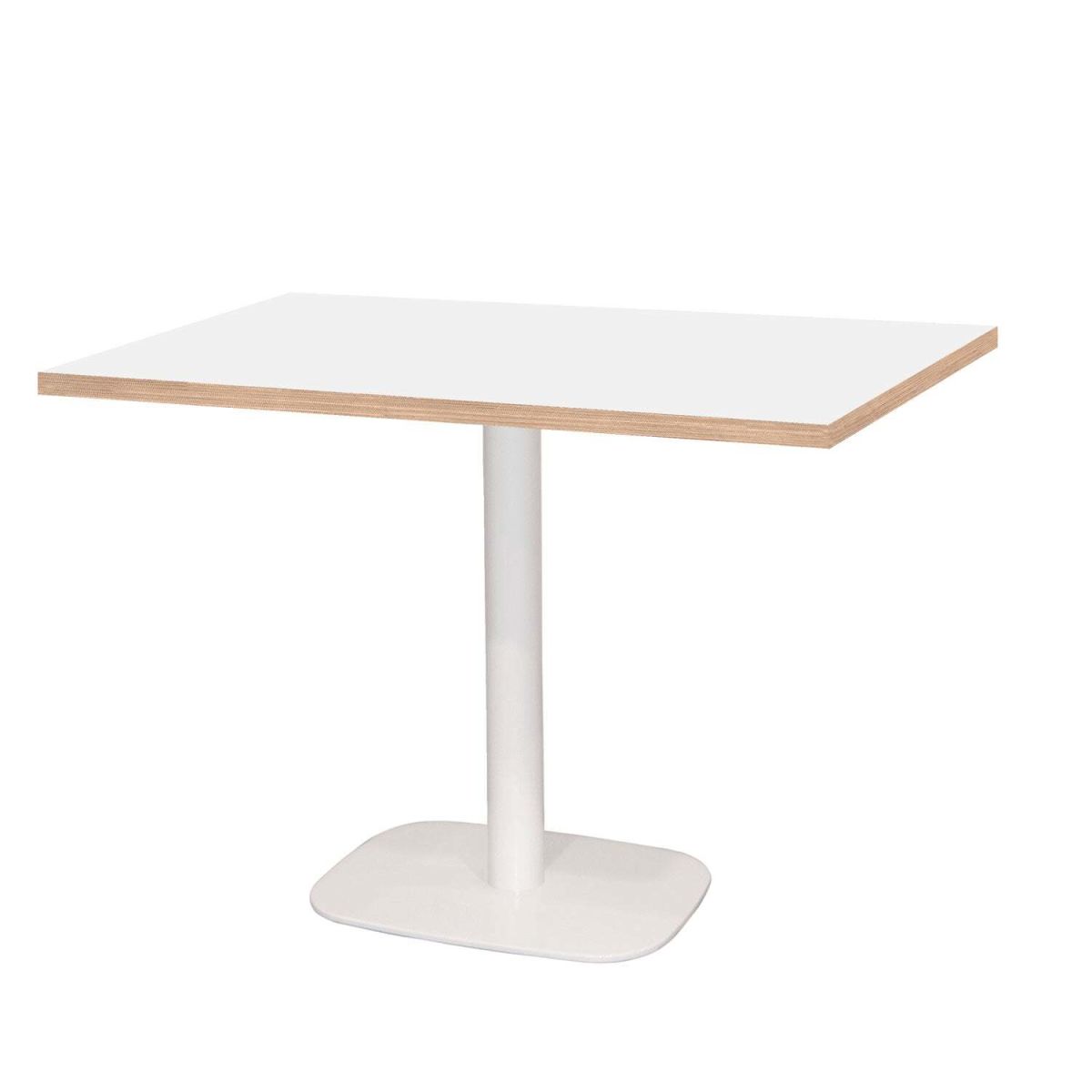 RestooTab Tisch Round rechteckig Gestell weiß - Dekor Holz & Uni 120x70x75 cm (LxBxH); Platte weiß, Gestell weiß; rechteckig