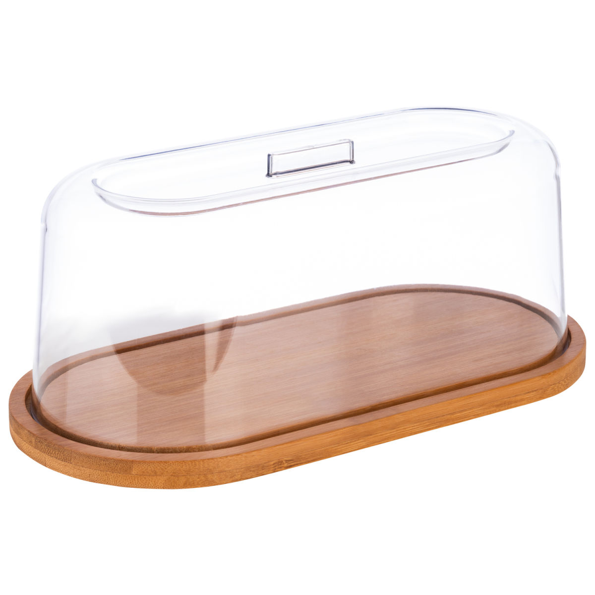APS Tablett mit Haube, Bambus/Kunststoff (SAN); 28x14x11.5 cm (LxBxH); transparent/braun; rechteckig