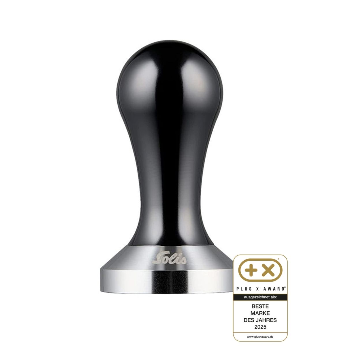 Solis Tamper Espressomaschinenzubehör aus Edelstahl; 8.9x5.34x5.34 cm (BxHxT); schwarz