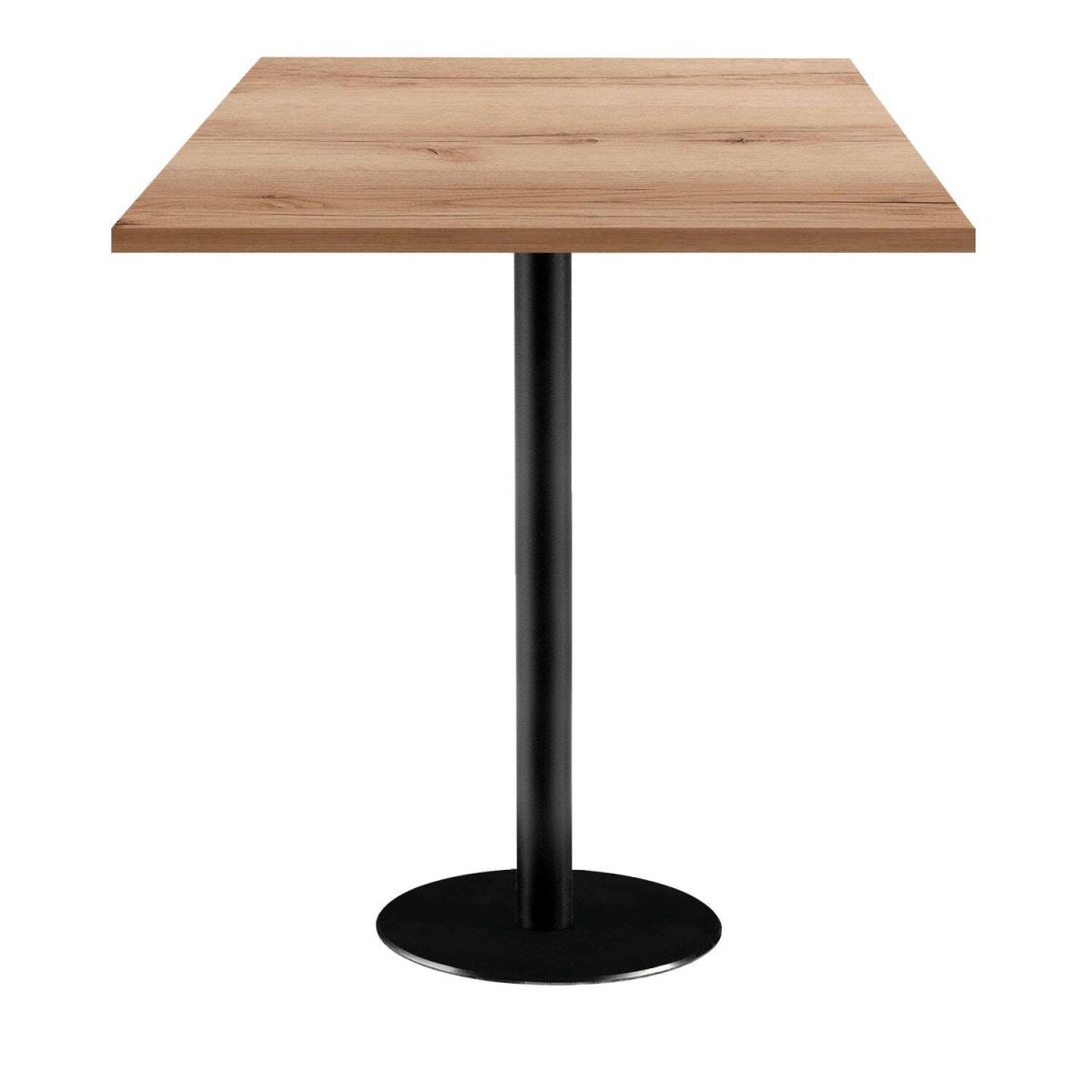 RestooTab Stehtisch Rome quadratisch - Dekor Holz 70x70x113 cm (LxBxH); Platte eiche/natur, Gestell schwarz; quadratisch