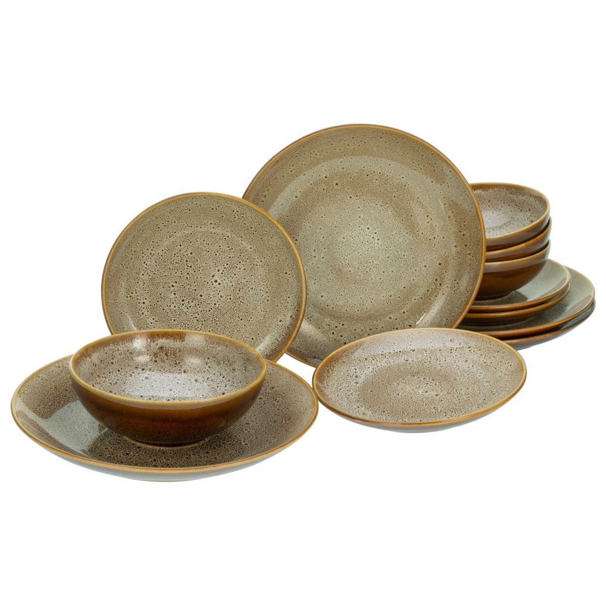 CreaTable Reac.Nost. cognac weiss - Tellerset 12-tlg cognac