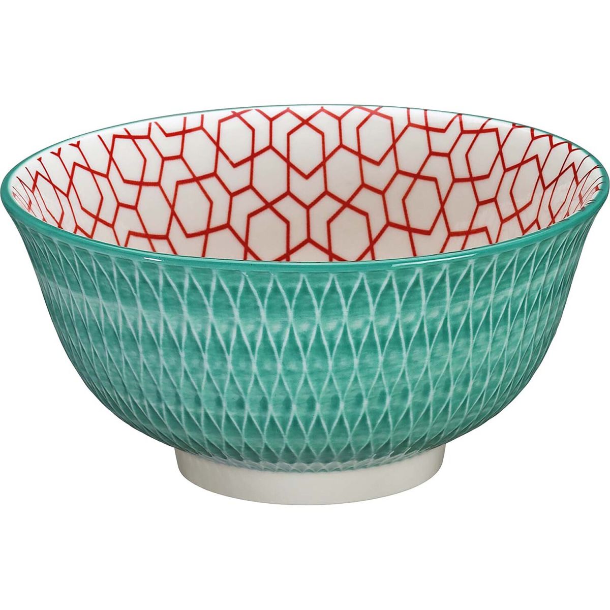 cilio Schüssel 'Rauten' aus Porzellan; 850 ml, 18x7.8 cm (ØxH); türkis/rot/weiß