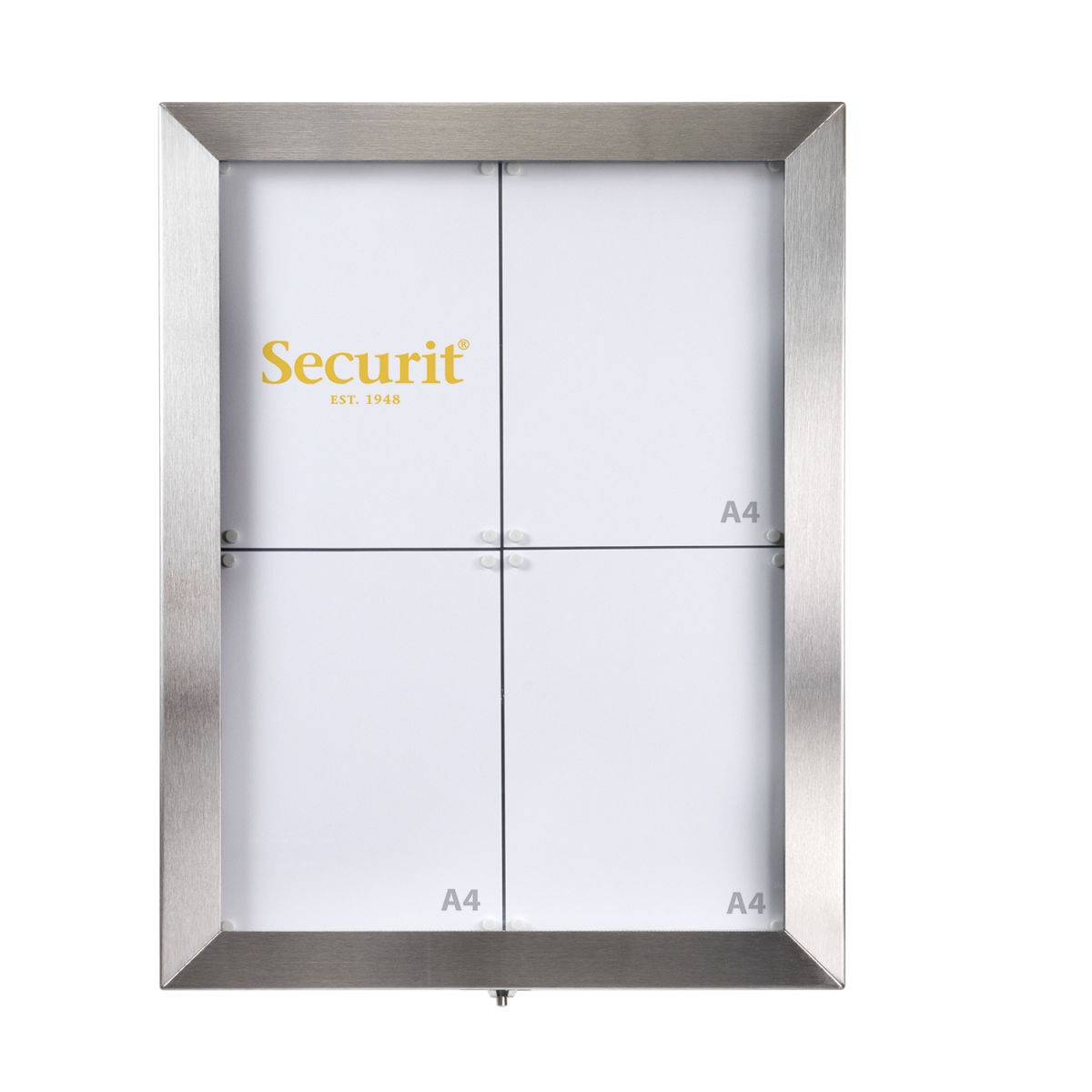 Espositore porta-menu LED A4 Stainless Steel - Acciaio inox - 4 lati Securit; 50.5x10.6x67 cm (LxPxH); argento