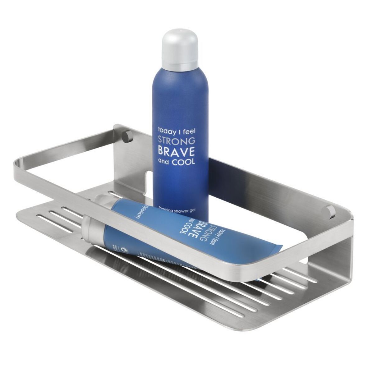 Portaoggetti per doccia Caddy in acciaio inox spazzolato TIGER; 13.6x32x7 cm (LxLxH); argento