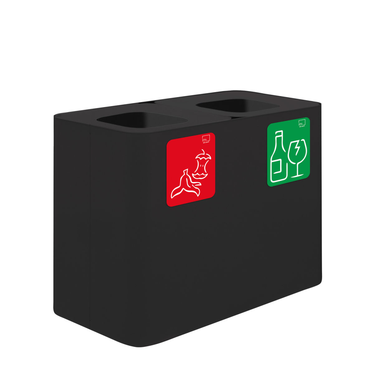 STIL CASA Stil Casa PURE Abfallsammelsystem, mit zwei Fächern 140 l, 77x39x50.5 cm (LxBxH); schwarz; rechteckig