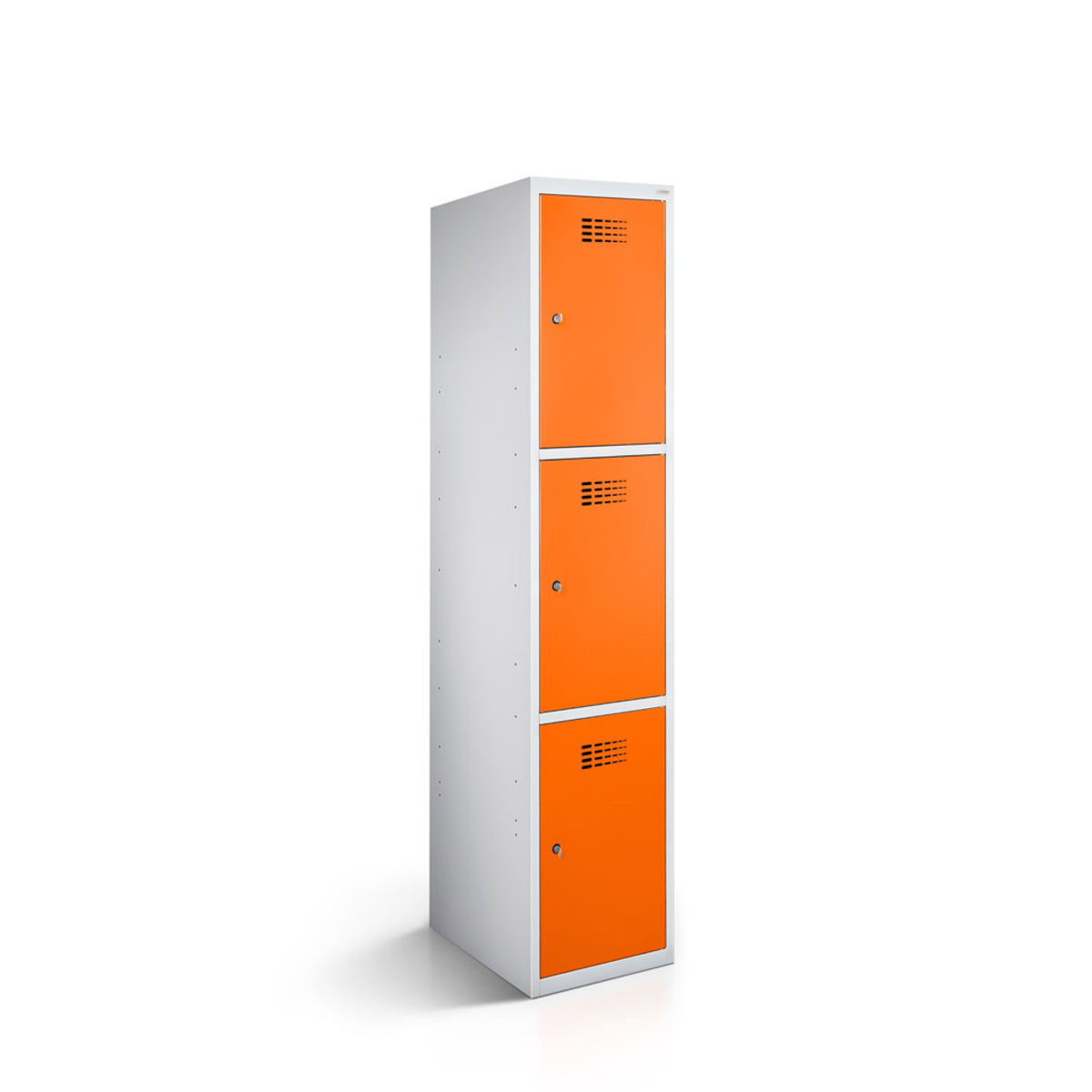 rotstahl Fächerschrank 3 Fächer mit lichtgrauem Korpus 40x50x180 cm (BxTxH); orange