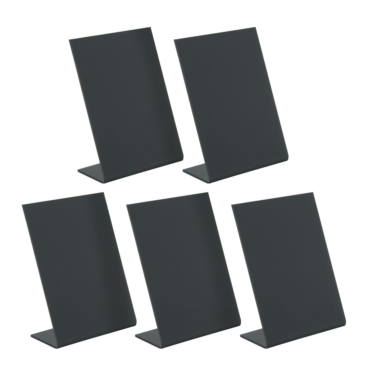 Set da 5 lavagnette da tavolo – Nere – Forma a L Securit; 7.5x10 cm (LxH); nero