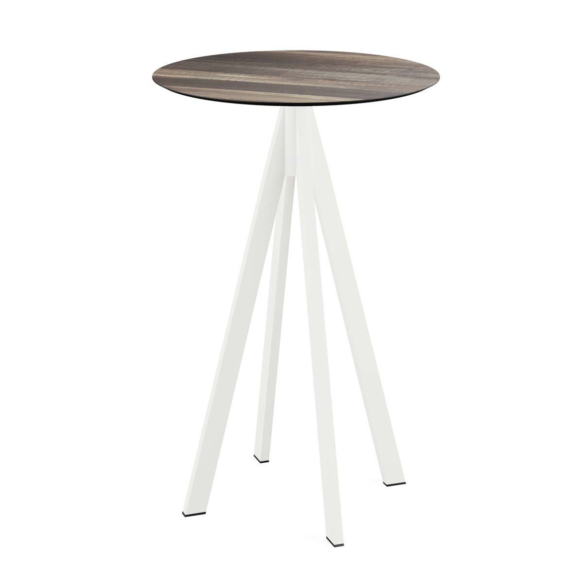 Feros Stehtisch Infinity Weiß Gestell + HPL rund 109.2x70 cm (HxØ); hellbraun; rund