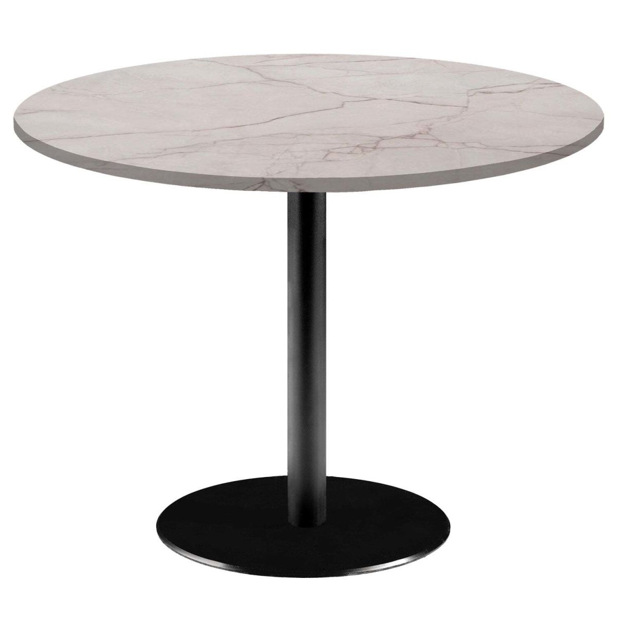 RestooTab Tisch Rome XL rund - Dekor Stein & Marmor 75x120 cm (HxØ); Platte beige, Gestell schwarz; rund