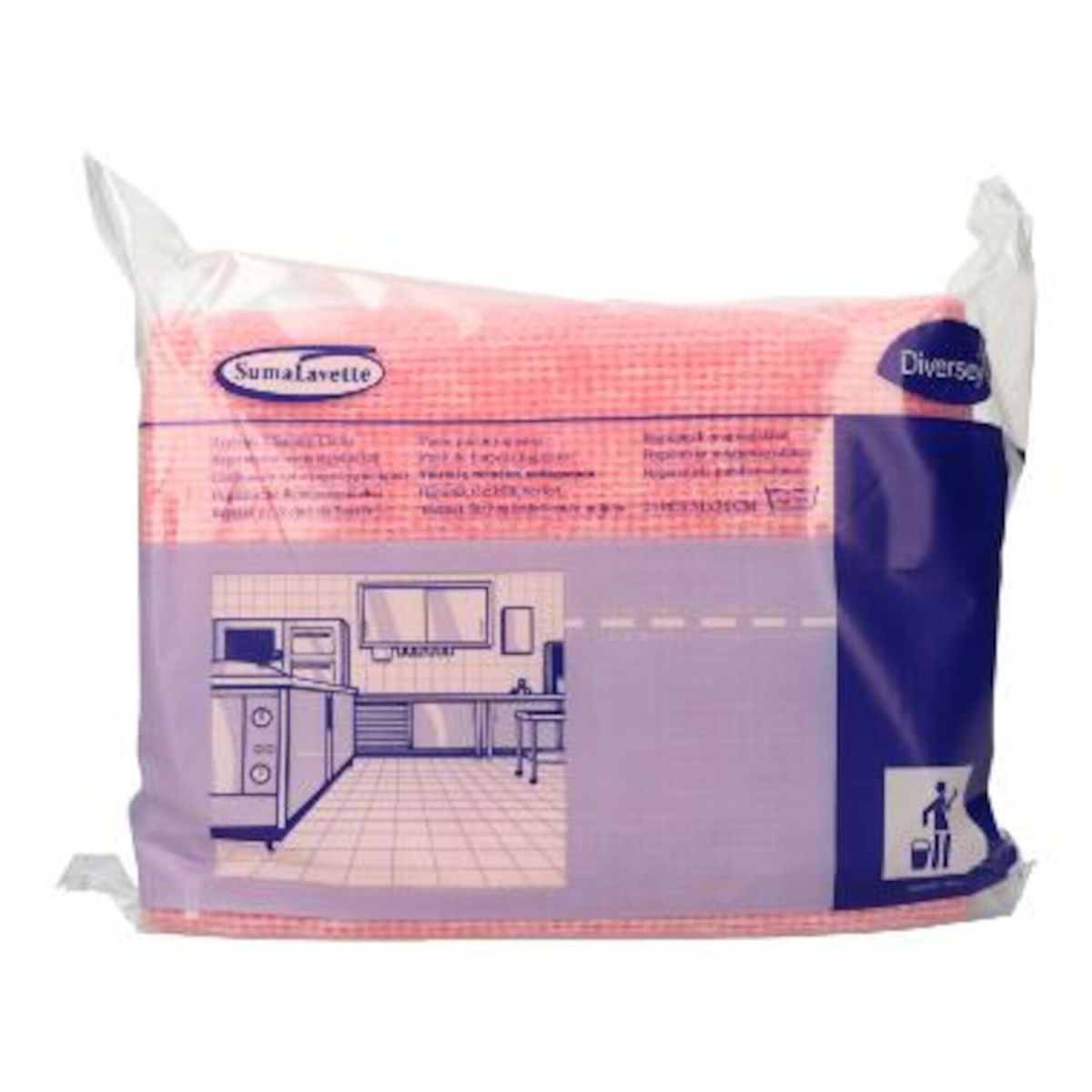 Diversey Suma Lavette - Küchenhygienetuch mit Keimstopp, Hitzebeständiges Wisch- und Spültuch mit Keimstopp, 51 x 36 cm 40x30 cm (LxB); rot; 6 Stück / Pack