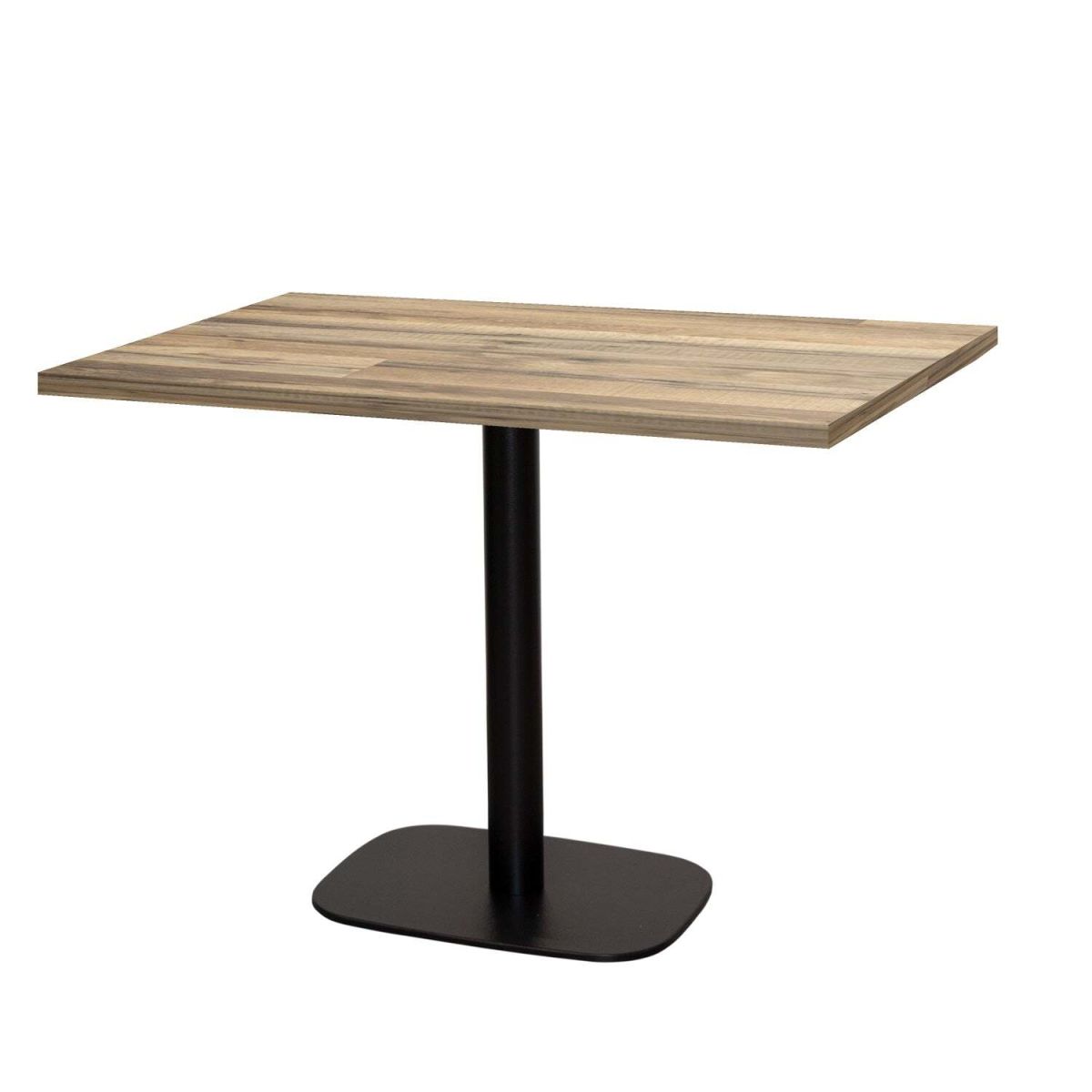RestooTab Tisch Round rechteckig - Dekor Stein & Holz 120x70x75 cm (LxBxH); Platte eiche/vintage braun, Gestell schwarz; rechteckig