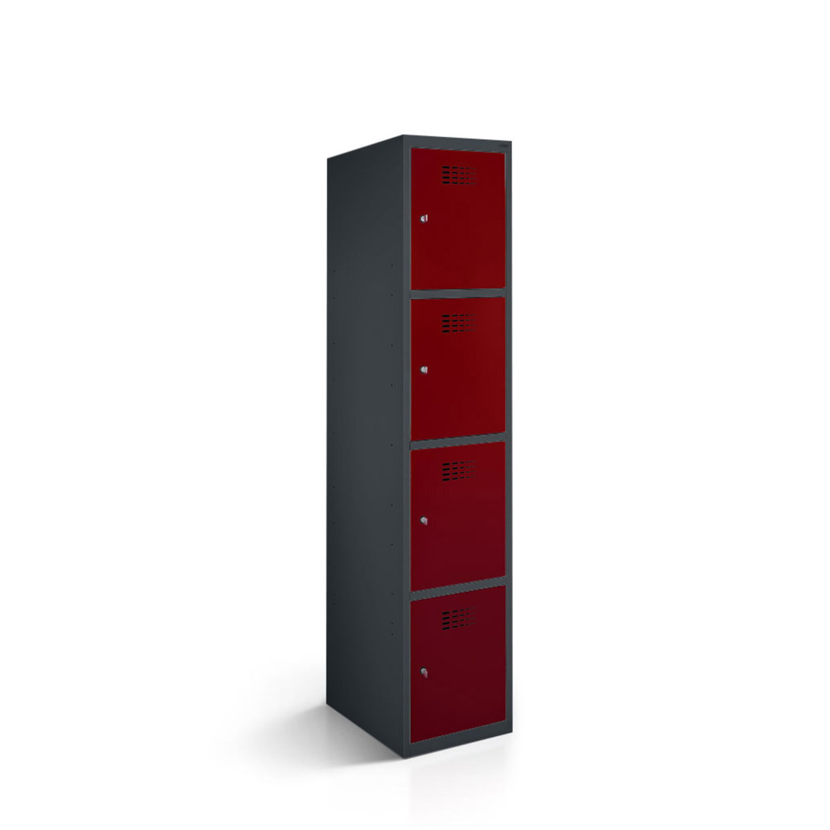 rotstahl Fächerschrank 4 Fächer mit anthrazitgrauem Korpus 40x50x180 cm (BxTxH); bordeaux