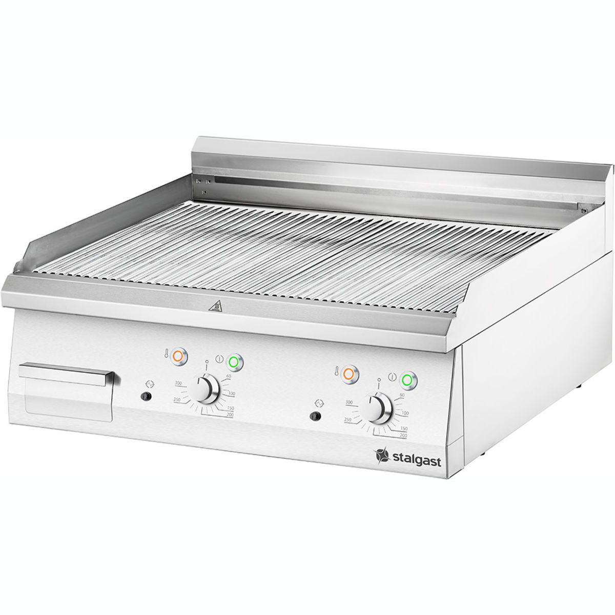 Stalgast Elektro-Griddleplatte, verchromt als Tischgerät, Serie 700 ND - gerillt 80x70x25 cm (BxTxH); silber
