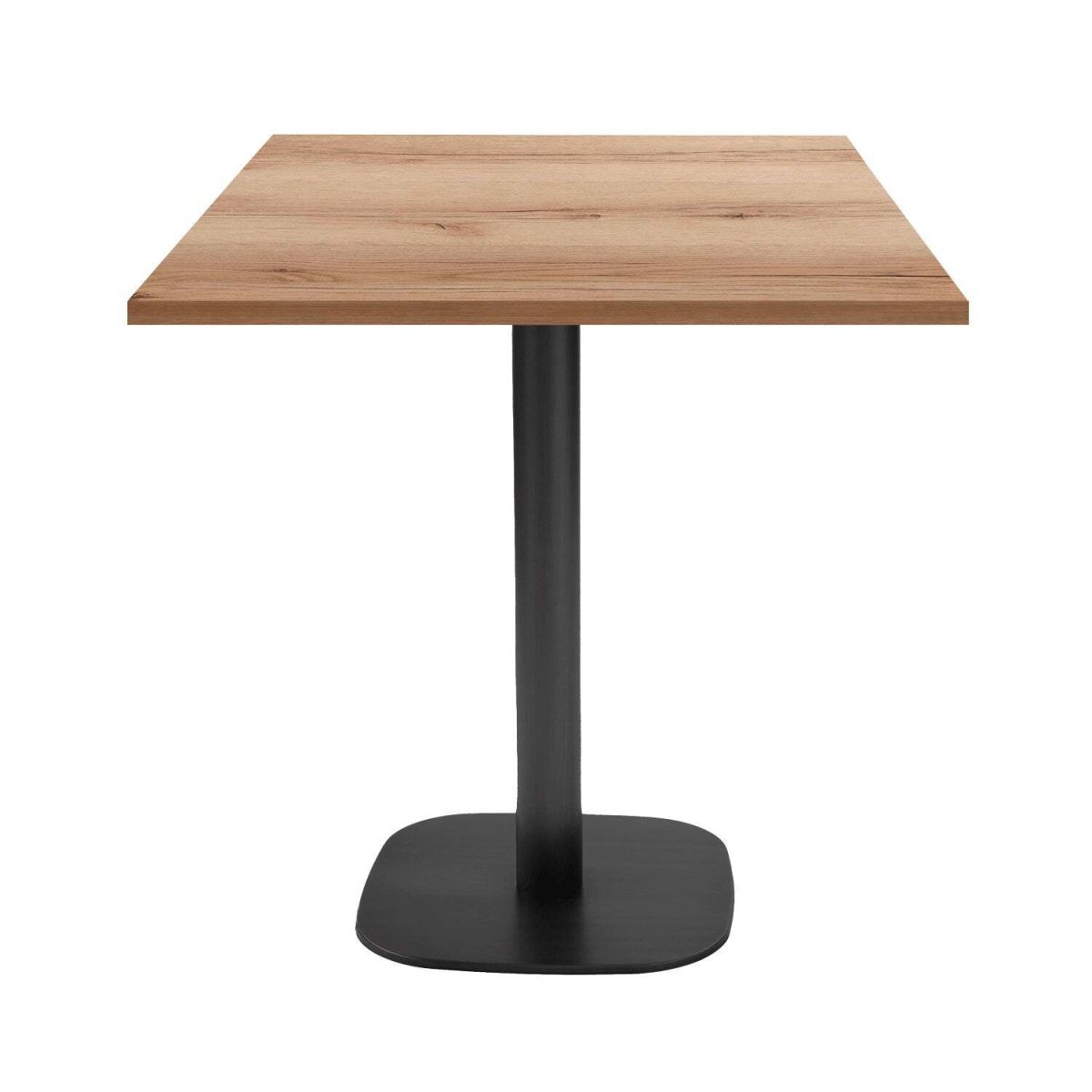 RestooTab Tisch Round quadratisch - Dekor Stein & Holz 70x70x75 cm (LxBxH); Platte eiche/natur, Gestell schwarz; quadratisch