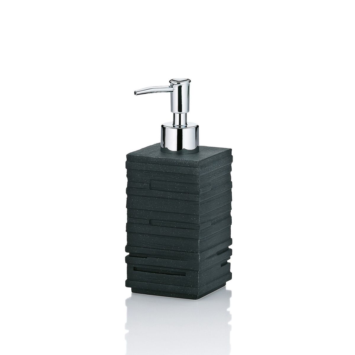 Dispenser per sapone Posidon in poliresina kela; 350 ml, 7x18x7 cm (LxHxP); nero; rettangolare