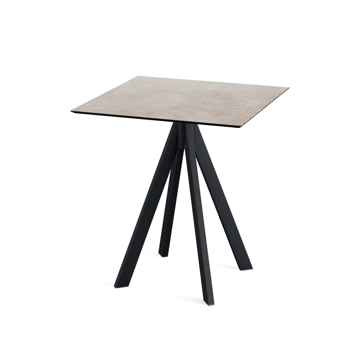 Feros Terrassentisch Infinity Schwarz Gestell + HPL quadratisch 70x70x73.2 cm (LxBxH); sand; quadratisch