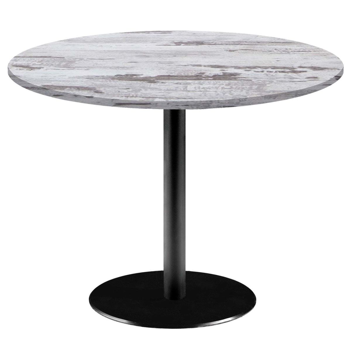 RestooTab Tisch Rome XL rund - Dekor Holz 75x120 cm (HxØ); Platte eiche/weiß, Gestell schwarz; rund