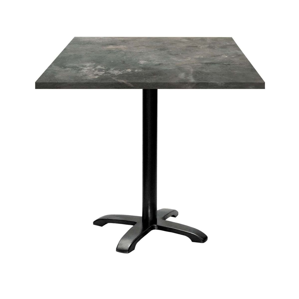 RestooTab Tisch Bazila quadratisch - Dekor Stein 70x70x74 cm (LxBxH); Platte graublau, Gestell schwarz; quadratisch