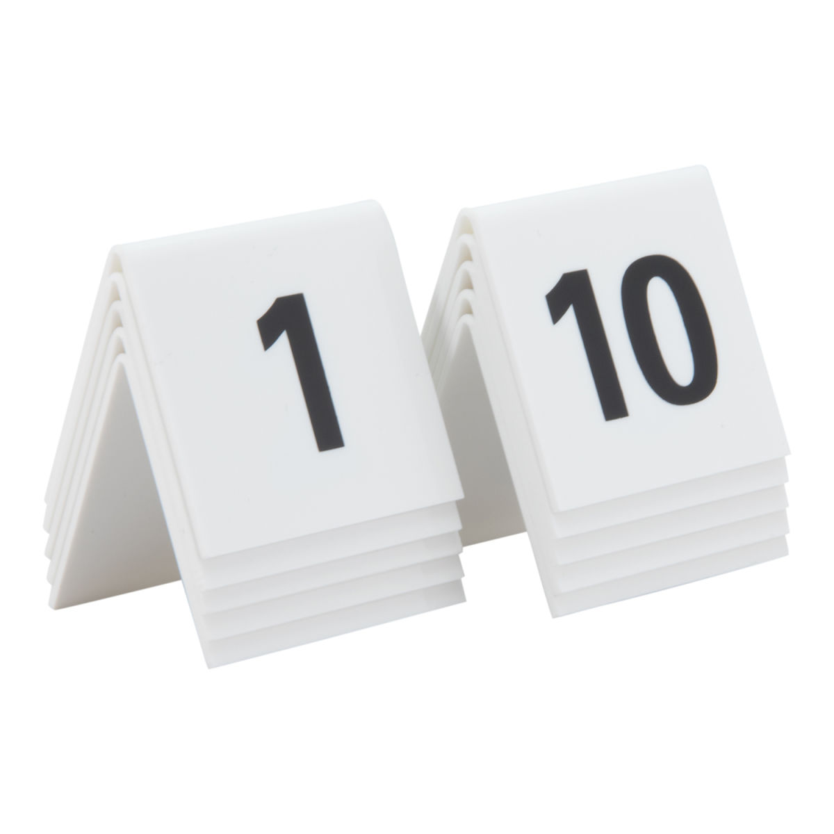 Set di 10 Numeri da tavolo da 1 a 10 - Acrilico bianco con numeri neri Securit; 5x5 cm (LxH); bianco
