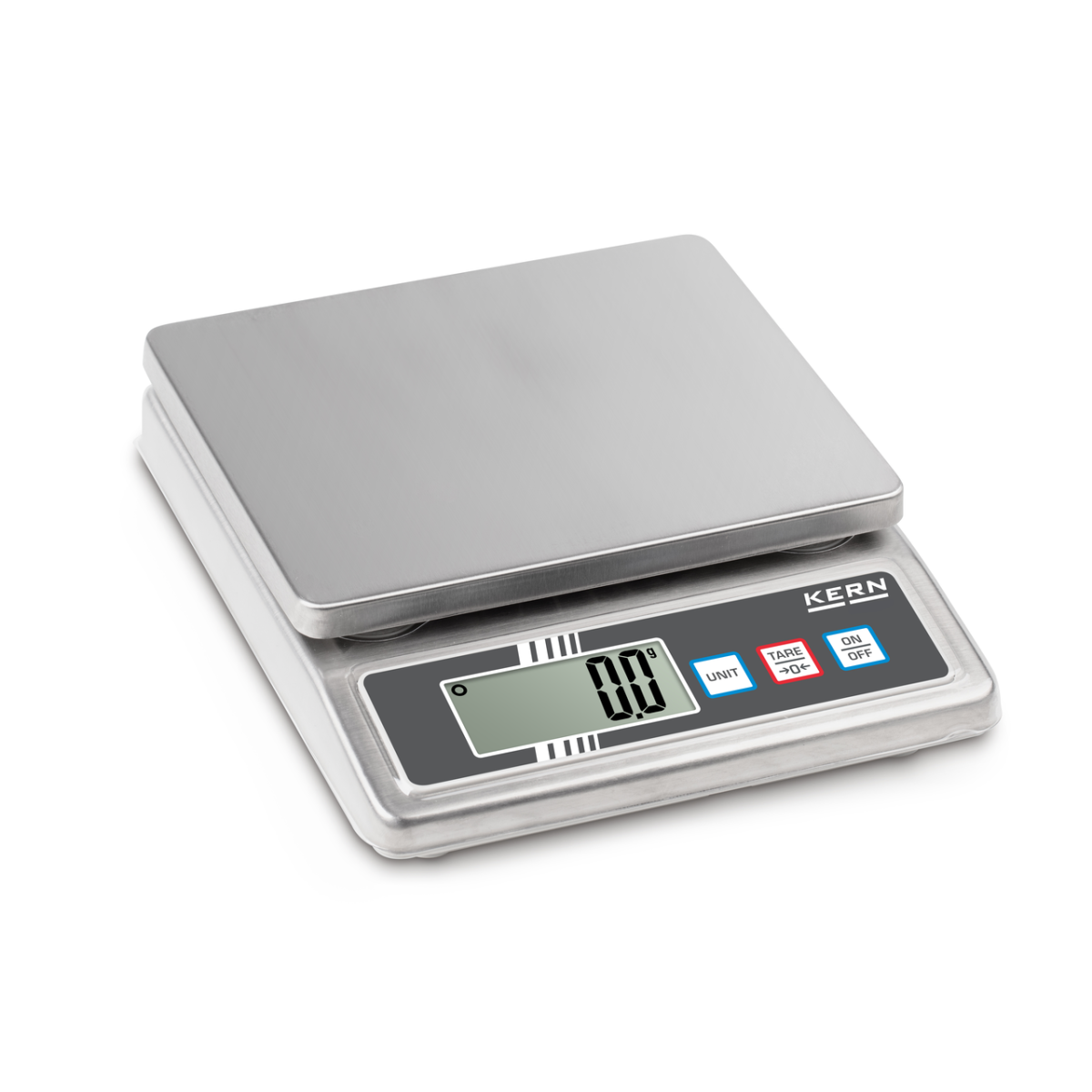 KERN Küchenwaage Edelstahl FOB Wägebereich 5000 g, Ablesbarkeit 1 g 15x17x4 cm (LxBxH); silber