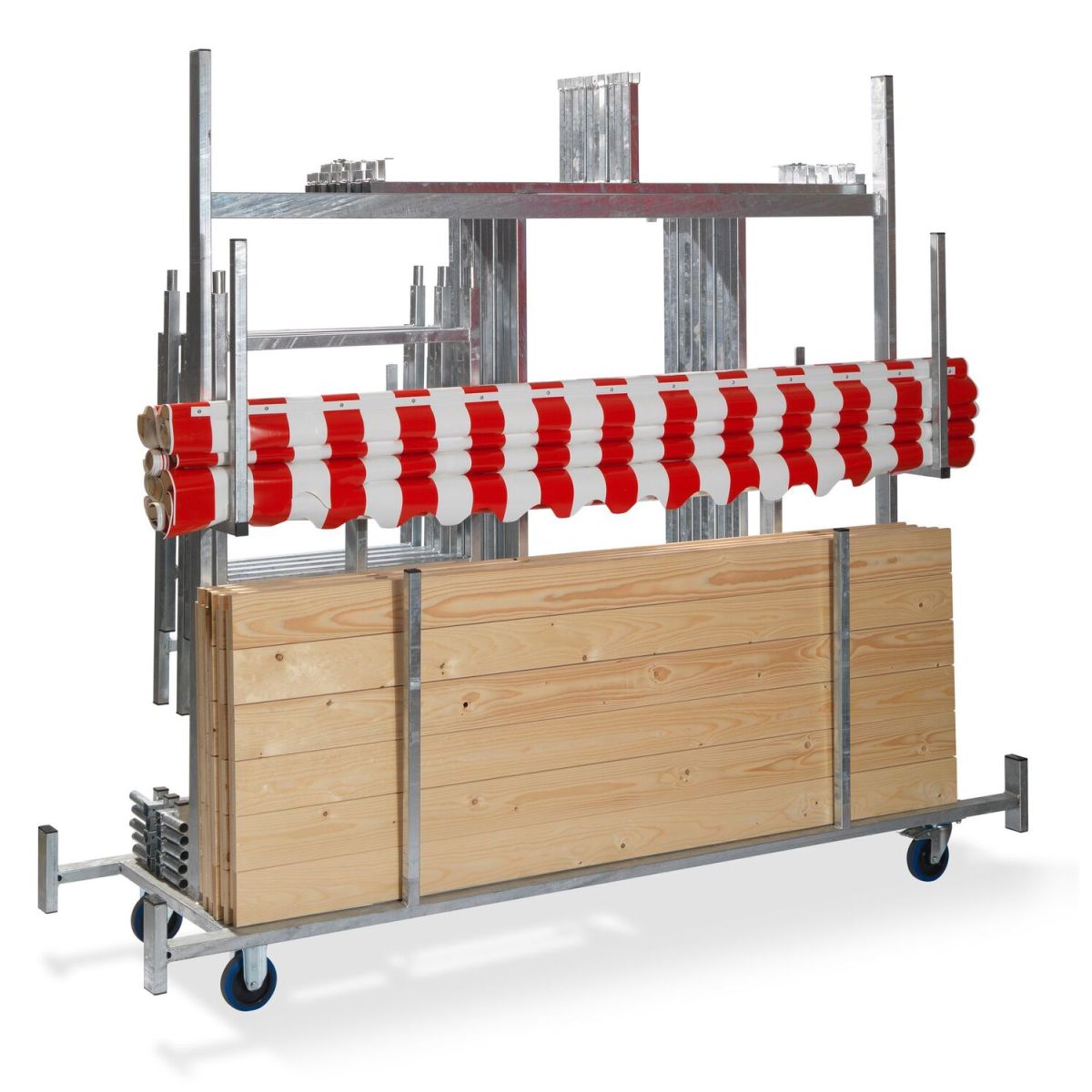Feros Marktstand Transportwagen, galvanisierter Stahl 241.5x72x198 cm (BxTxH); silber