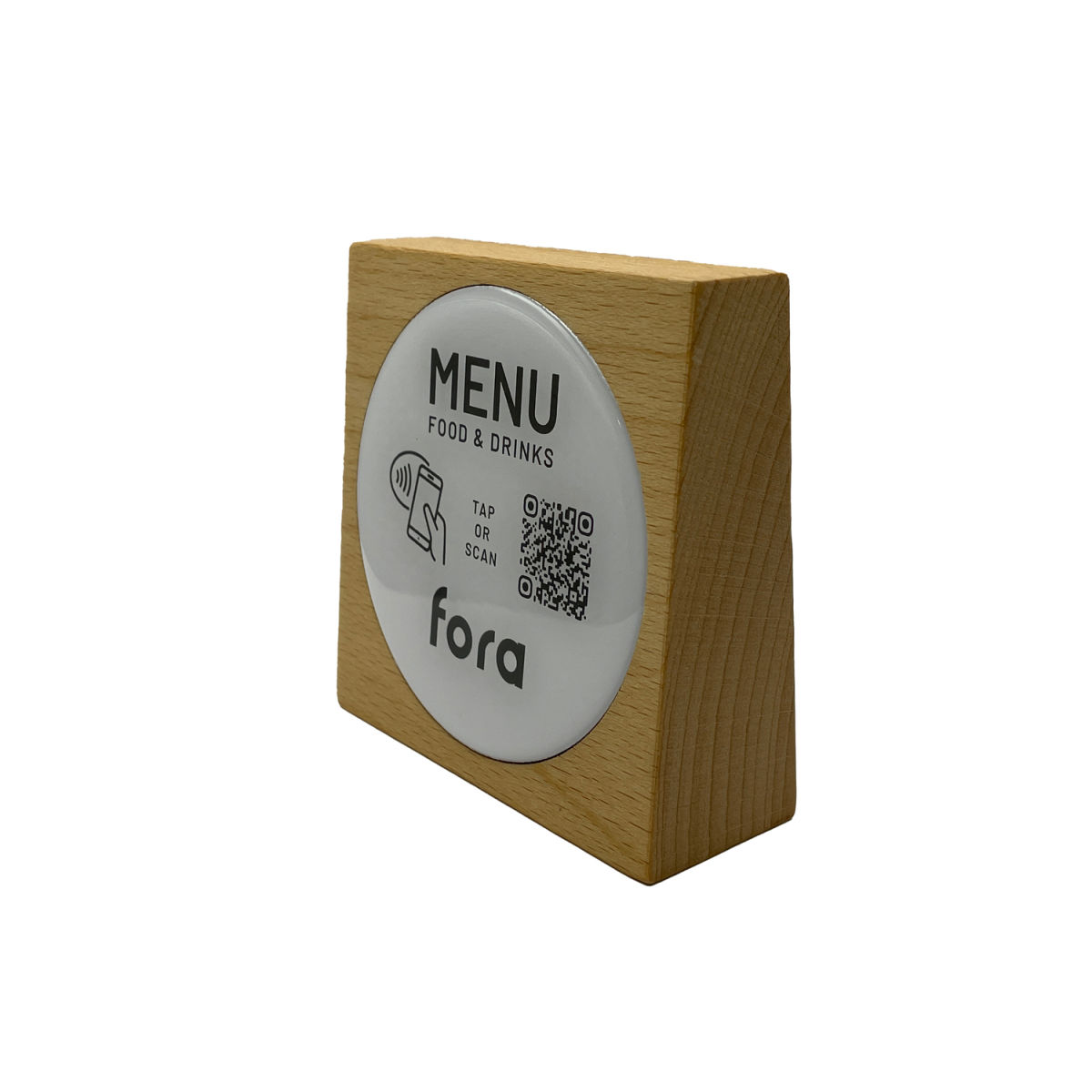 PRODUCTMATE Tischaufsteller stehend mit QR-Code Aufkleber glänzend und NFC-Chip 11x11 cm (BxH); buche/braun; 25 Stück / Pack