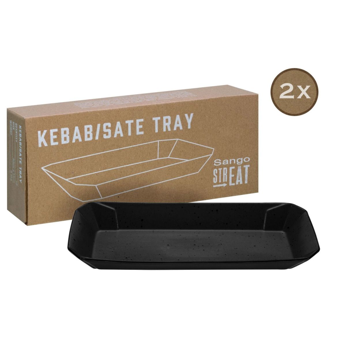 CreaTable STREET FOOD - 2-er Tray Kebab creme 1 ml, 30x13x3.5 cm (LxBxH); schwarz; rechteckig; 2 Stück / Pack